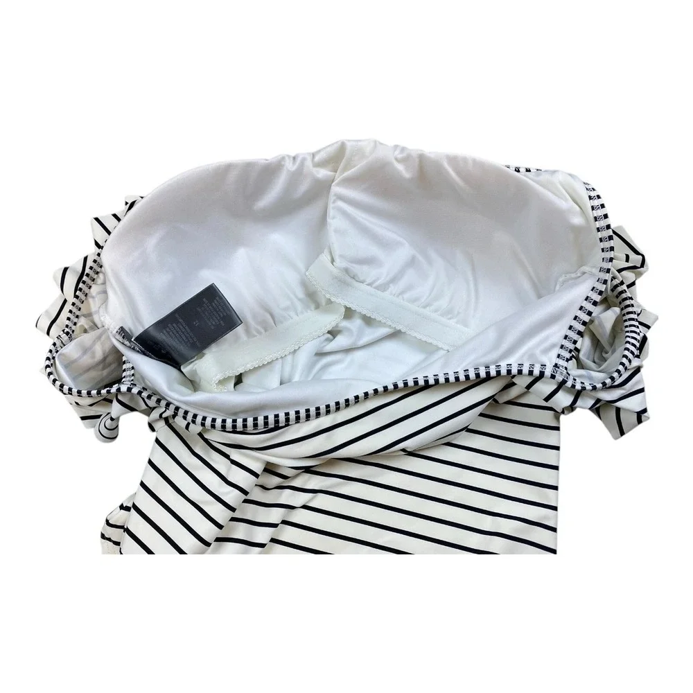 Vince Camuto Bathing Swimwear Womans Sz‎ 12 Stripes White Black Print Swimsuit